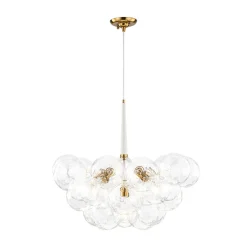 Funky Cluster Clear Faceted Glass Orb Bubble Chandelier