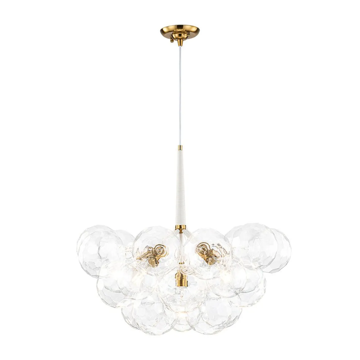Funky Cluster Clear Faceted Glass Orb Bubble Chandelier