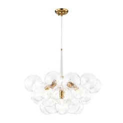 Funky Cluster Clear Faceted Glass Orb Bubble Chandelier