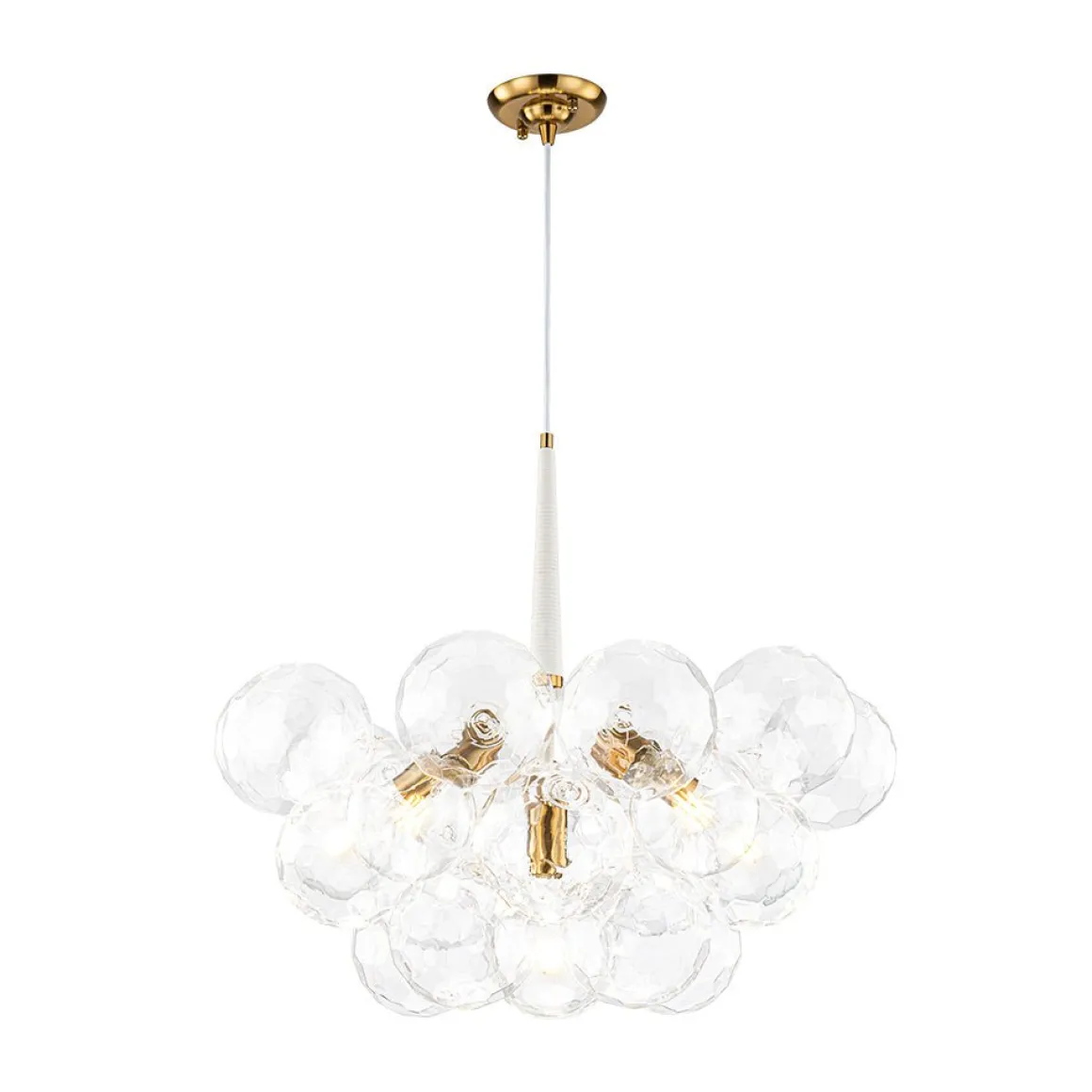 Funky Cluster Clear Faceted Glass Orb Bubble Chandelier