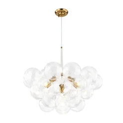 Funky Cluster Clear Faceted Glass Orb Bubble Chandelier