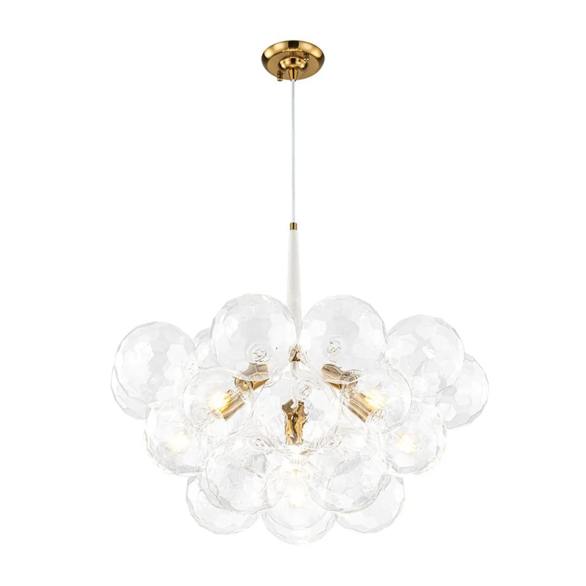 Funky Cluster Clear Faceted Glass Orb Bubble Chandelier