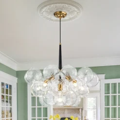 Funky Cluster Clear Faceted Glass Orb Bubble Chandelier