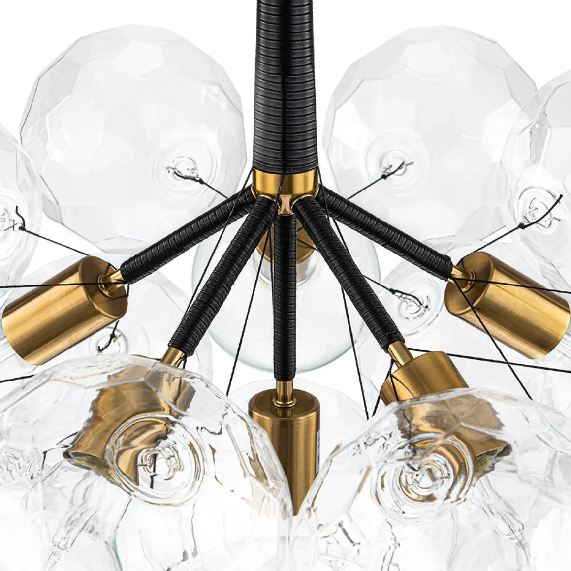 Funky Cluster Clear Faceted Glass Orb Bubble Chandelier