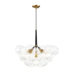 Funky Cluster Clear Faceted Glass Orb Bubble Chandelier