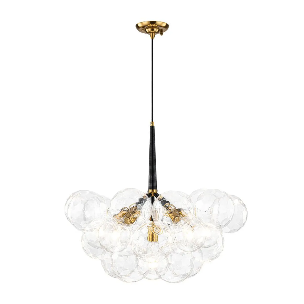 Funky Cluster Clear Faceted Glass Orb Bubble Chandelier