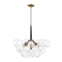 Funky Cluster Clear Faceted Glass Orb Bubble Chandelier