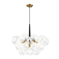 Funky Cluster Clear Faceted Glass Orb Bubble Chandelier