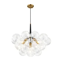 Funky Cluster Clear Faceted Glass Orb Bubble Chandelier