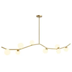 Funky Curved White Glass Bubble Linear Island Chandelier