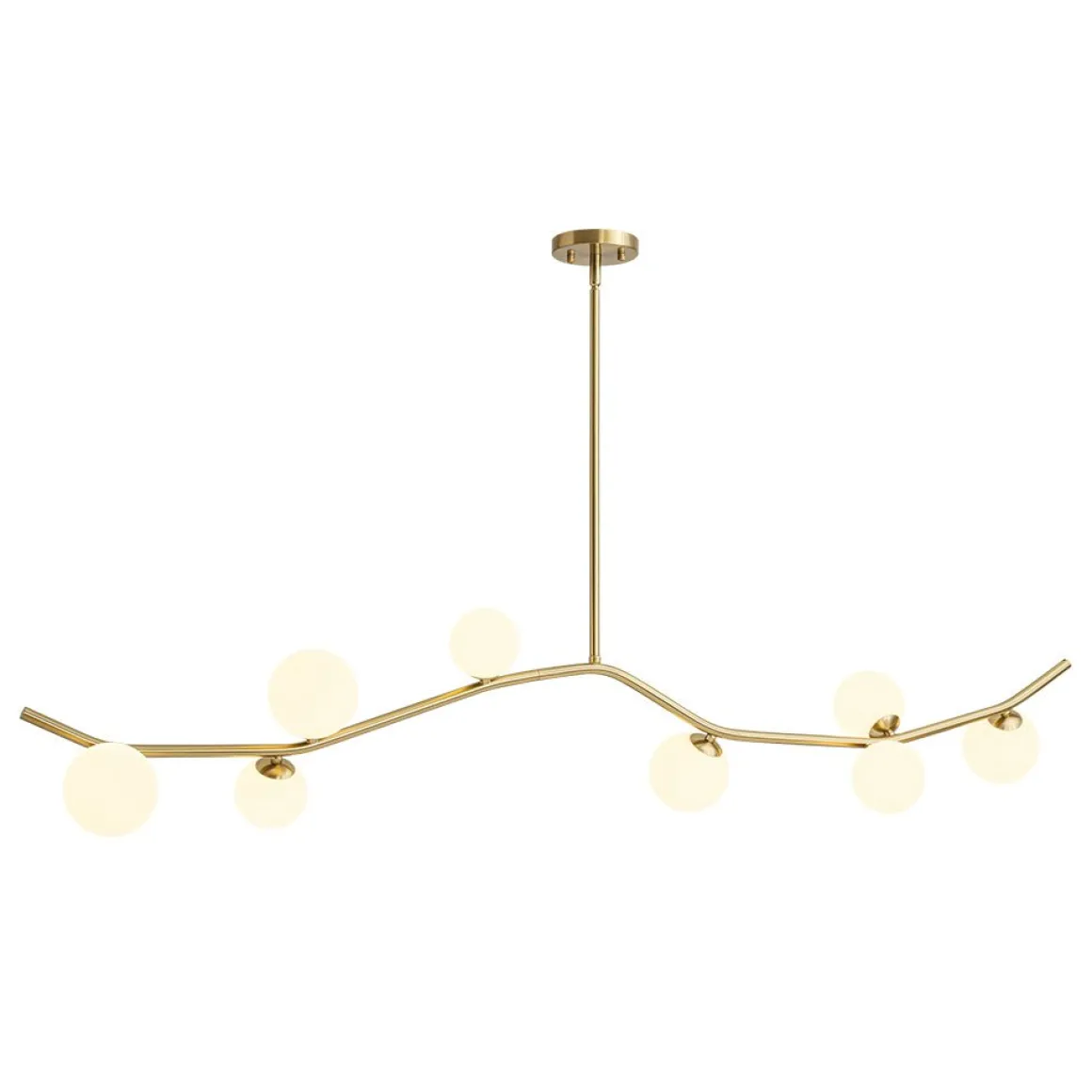 Funky Curved White Glass Bubble Linear Island Chandelier