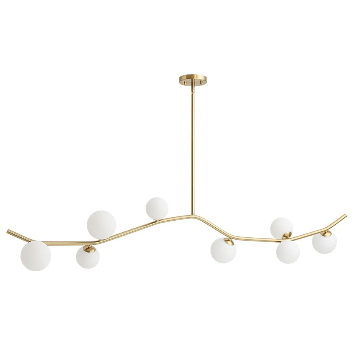 Funky Curved White Glass Bubble Linear Island Chandelier