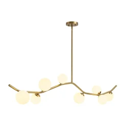 Funky Curved White Glass Bubble Linear Island Chandelier