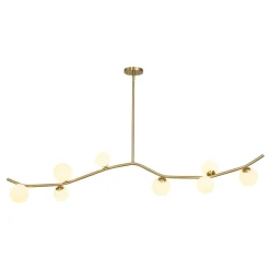 Funky Curved White Glass Bubble Linear Island Chandelier