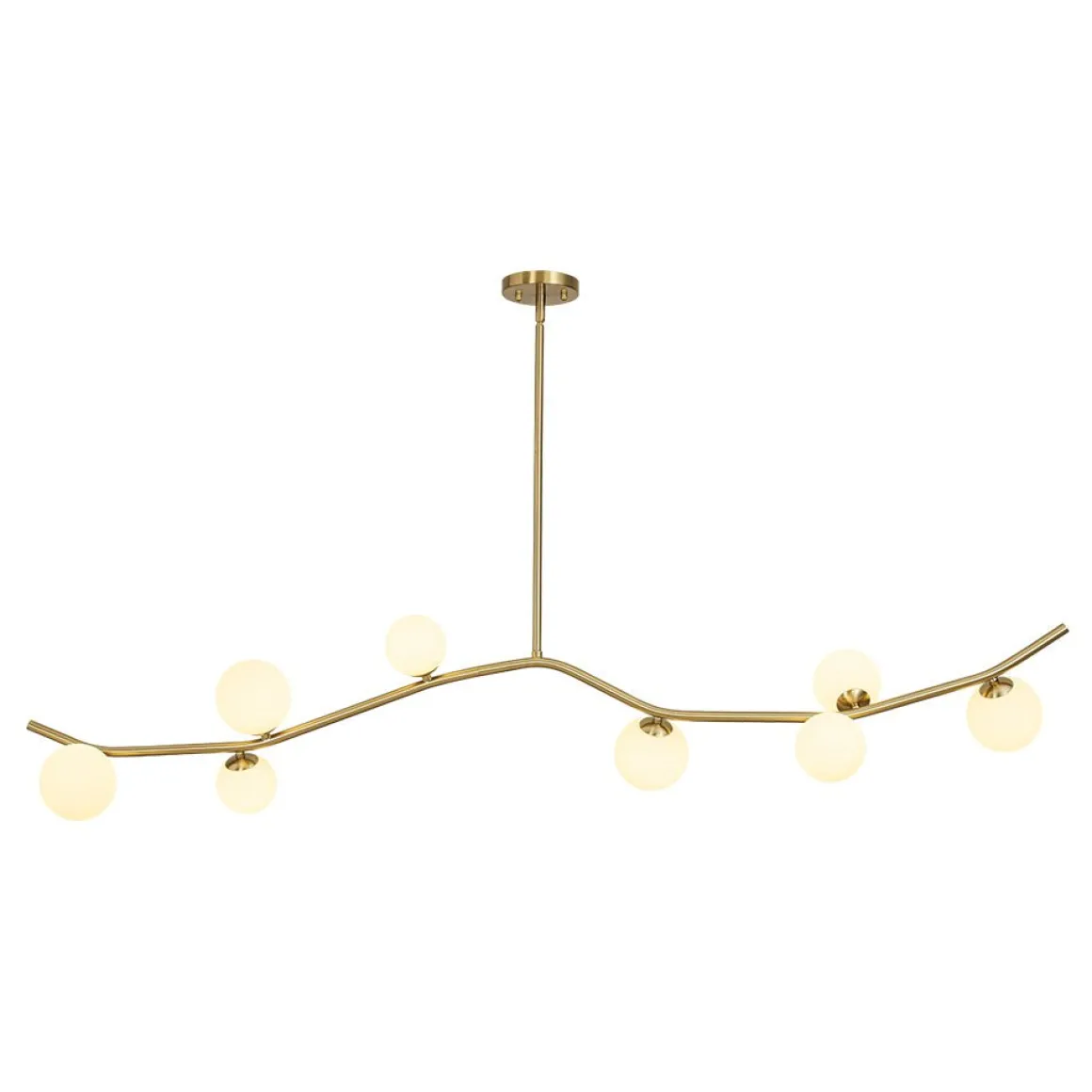Funky Curved White Glass Bubble Linear Island Chandelier