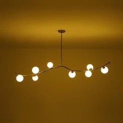 Funky Curved White Glass Bubble Linear Island Chandelier