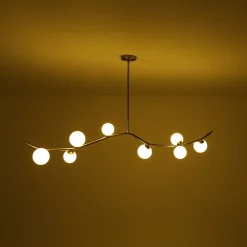 Funky Curved White Glass Bubble Linear Island Chandelier