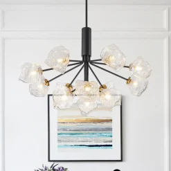 Funky Eclectic Frozen Icy Style Black Sputnik Chandelier