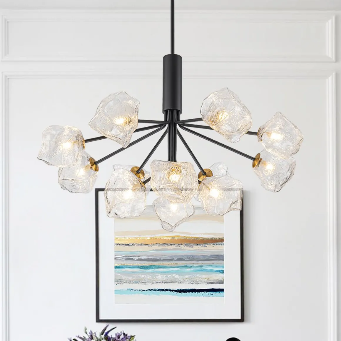 Funky Eclectic Frozen Icy Style Black Sputnik Chandelier