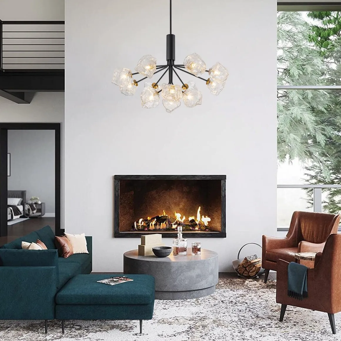 Funky Eclectic Frozen Icy Style Black Sputnik Chandelier