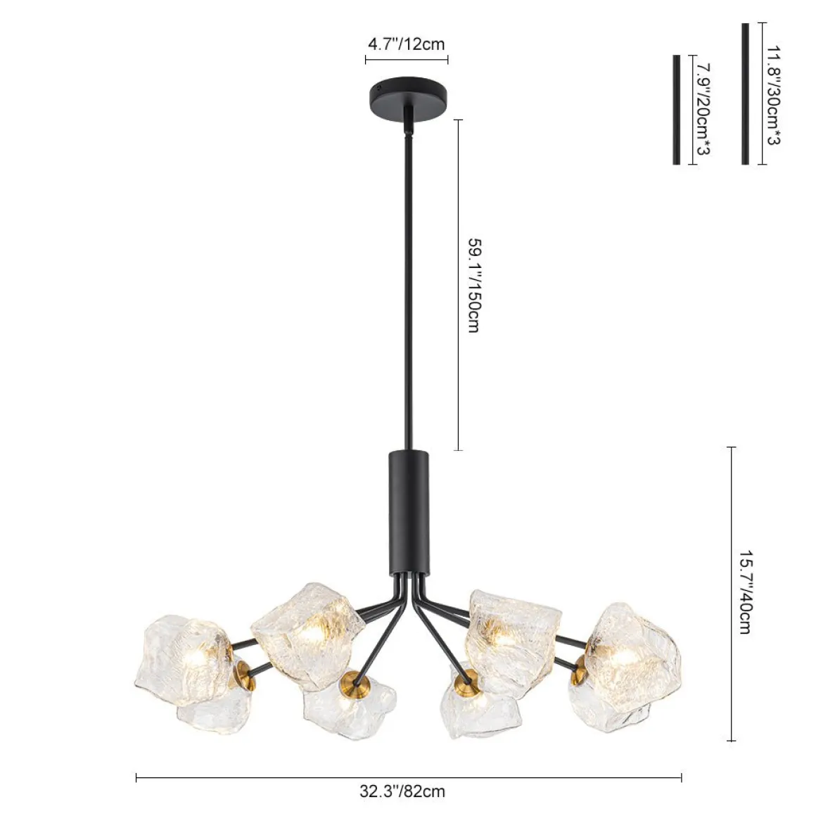 Funky Eclectic Frozen Icy Style Black Sputnik Chandelier