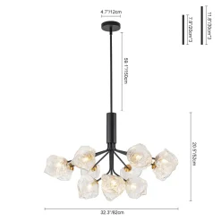 Funky Eclectic Frozen Icy Style Black Sputnik Chandelier