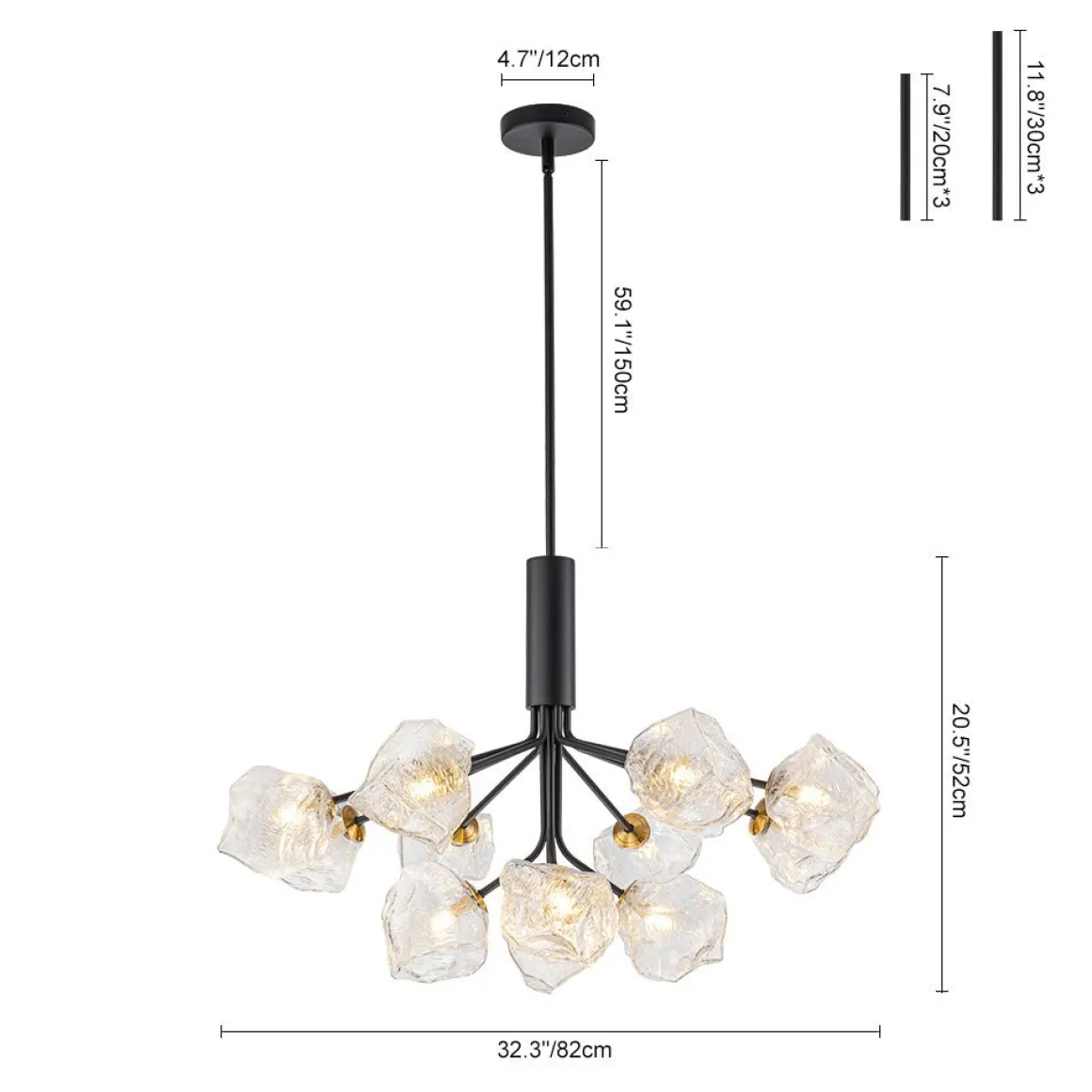 Funky Eclectic Frozen Icy Style Black Sputnik Chandelier