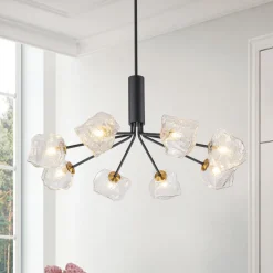 Funky Eclectic Frozen Icy Style Black Sputnik Chandelier