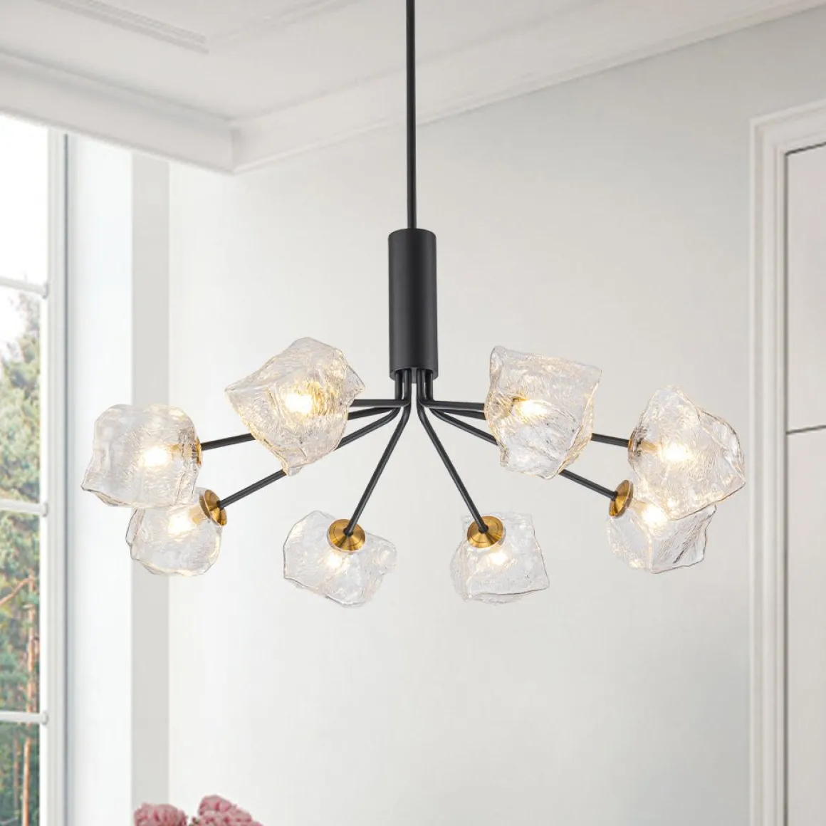 Funky Eclectic Frozen Icy Style Black Sputnik Chandelier