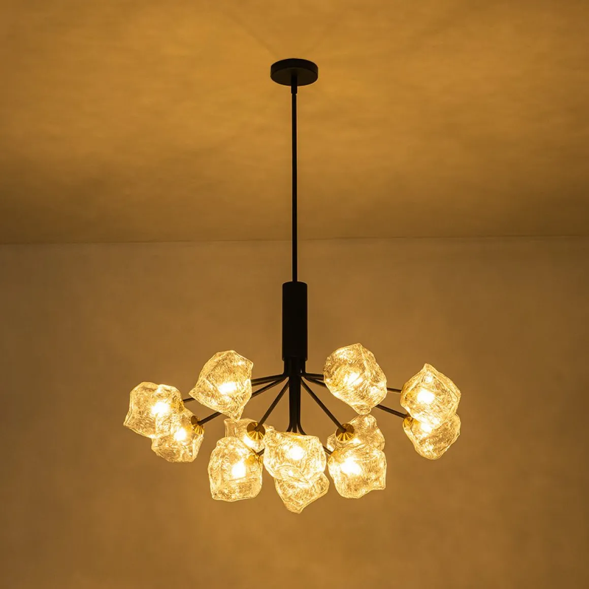 Funky Eclectic Frozen Icy Style Black Sputnik Chandelier