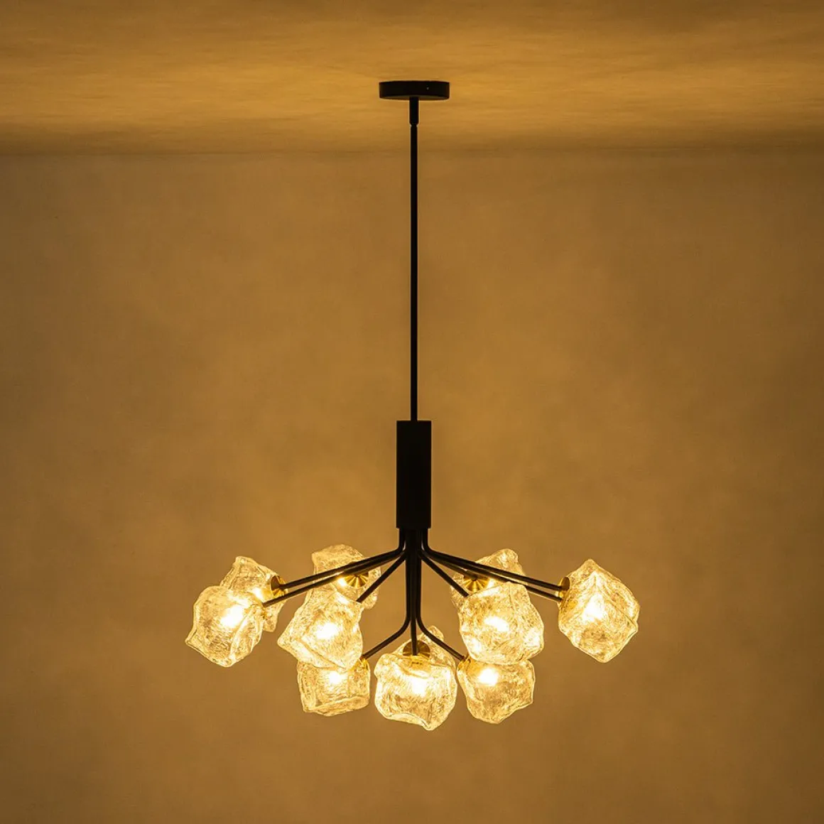 Funky Eclectic Frozen Icy Style Black Sputnik Chandelier