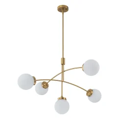 Funky 5-Light Seesaw Arched Arm Glass Globe Semi Flush Chandelier
