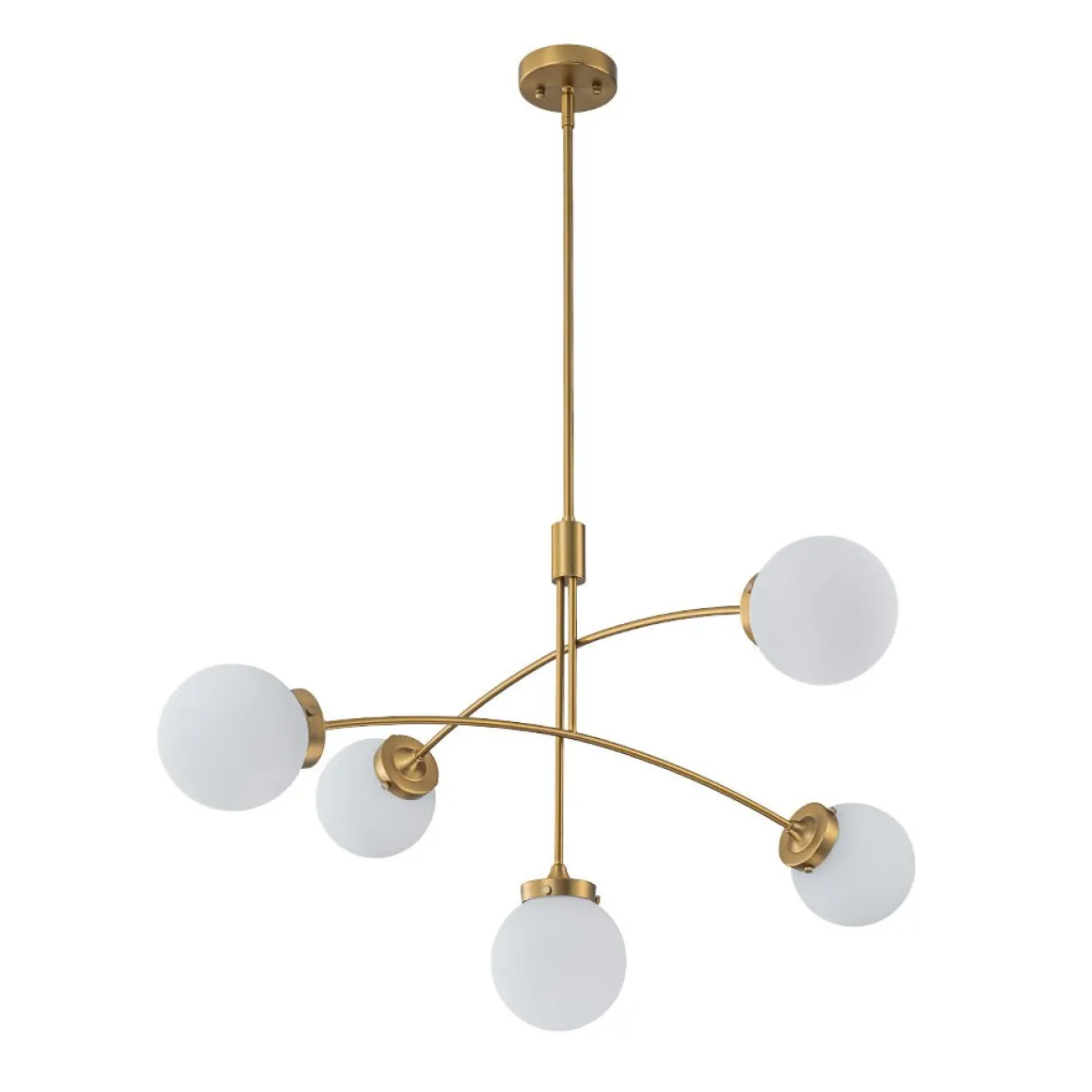 Funky 5-Light Seesaw Arched Arm Glass Globe Semi Flush Chandelier