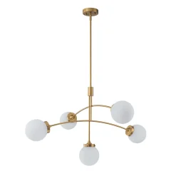 Funky 5-Light Seesaw Arched Arm Glass Globe Semi Flush Chandelier