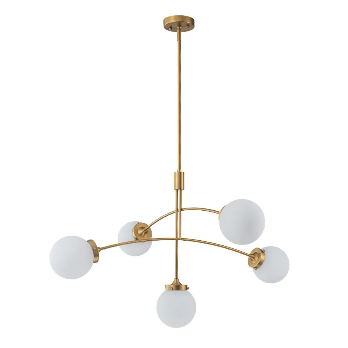 Funky 5-Light Seesaw Arched Arm Glass Globe Semi Flush Chandelier