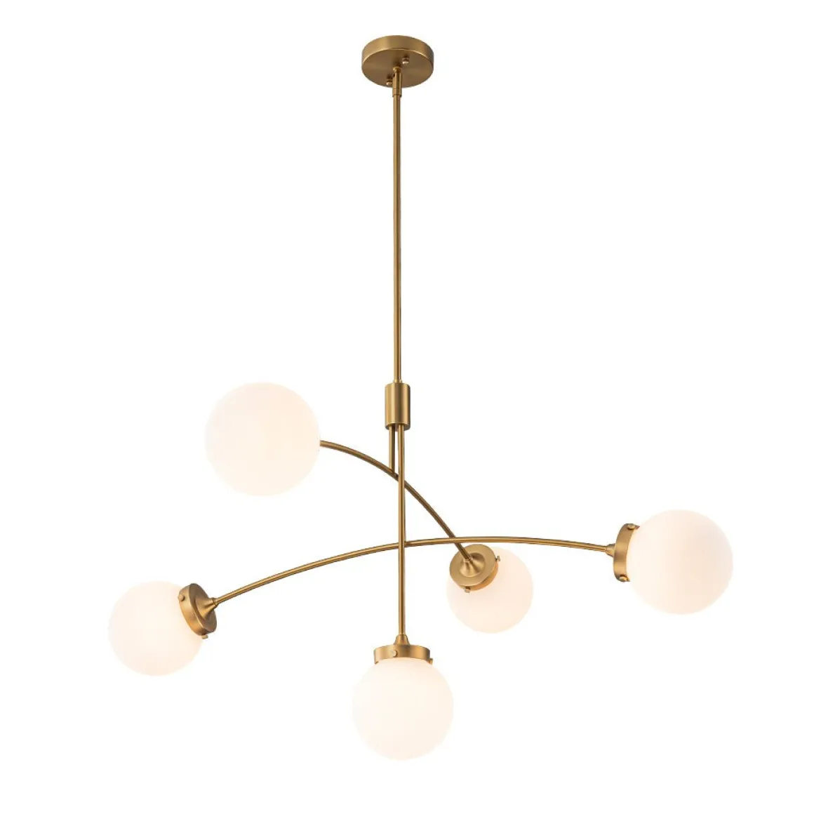 Funky 5-Light Seesaw Arched Arm Glass Globe Semi Flush Chandelier