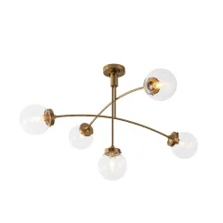 Funky 5-Light Seesaw Arched Arm Glass Globe Semi Flush Chandelier
