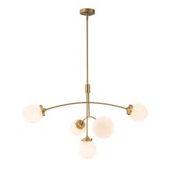 Funky 5-Light Seesaw Arched Arm Glass Globe Semi Flush Chandelier