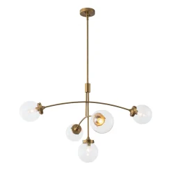 Funky 5-Light Seesaw Arched Arm Glass Globe Semi Flush Chandelier