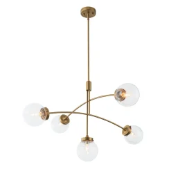 Funky 5-Light Seesaw Arched Arm Glass Globe Semi Flush Chandelier