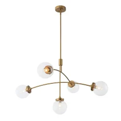 Funky 5-Light Seesaw Arched Arm Glass Globe Semi Flush Chandelier