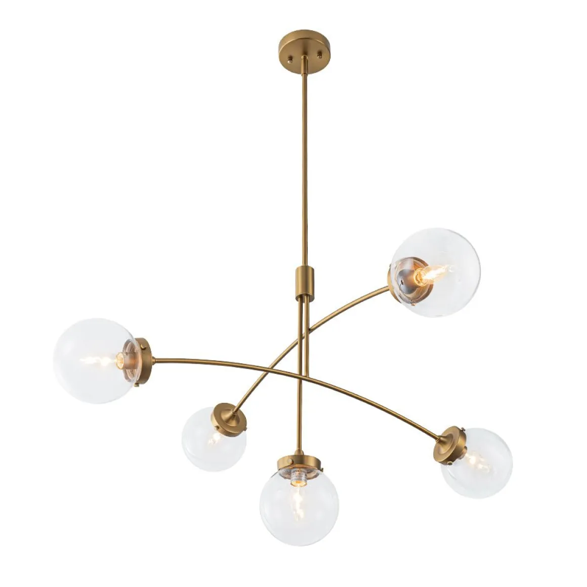 Funky 5-Light Seesaw Arched Arm Glass Globe Semi Flush Chandelier