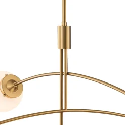 Funky 5-Light Seesaw Arched Arm Glass Globe Semi Flush Chandelier
