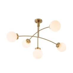 Funky 5-Light Seesaw Arched Arm Glass Globe Semi Flush Chandelier