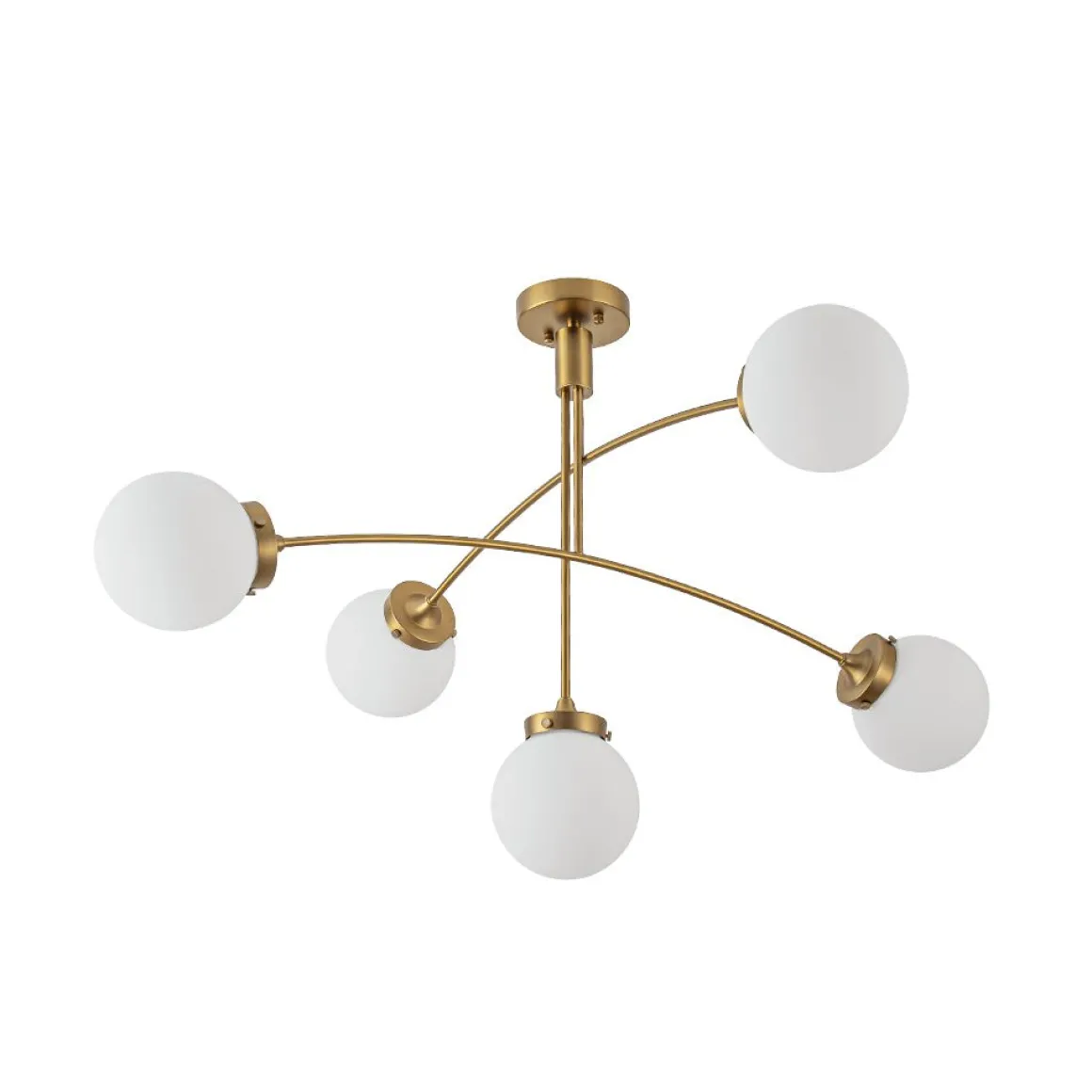 Funky 5-Light Seesaw Arched Arm Glass Globe Semi Flush Chandelier