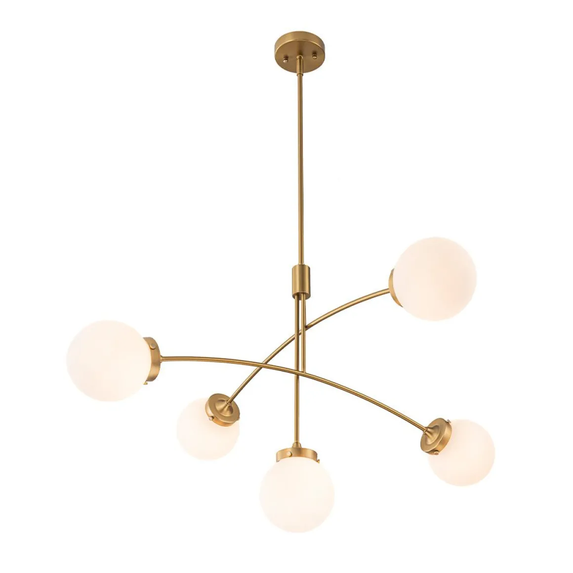 Funky 5-Light Seesaw Arched Arm Glass Globe Semi Flush Chandelier