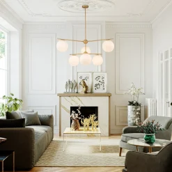 Funky Linear Sputnik Opal Glass Globe Tier Bubble Chandelier
