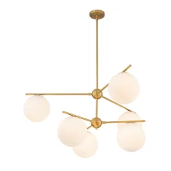 Funky Linear Sputnik Opal Glass Globe Tier Bubble Chandelier
