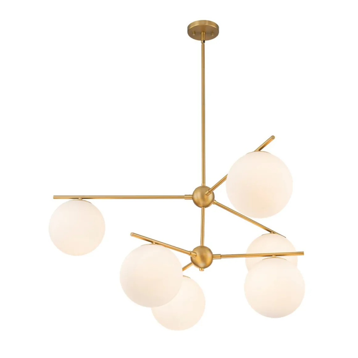 Funky Linear Sputnik Opal Glass Globe Tier Bubble Chandelier