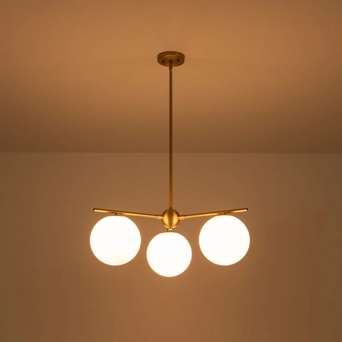 Funky Linear Sputnik Opal Glass Globe Tier Bubble Chandelier